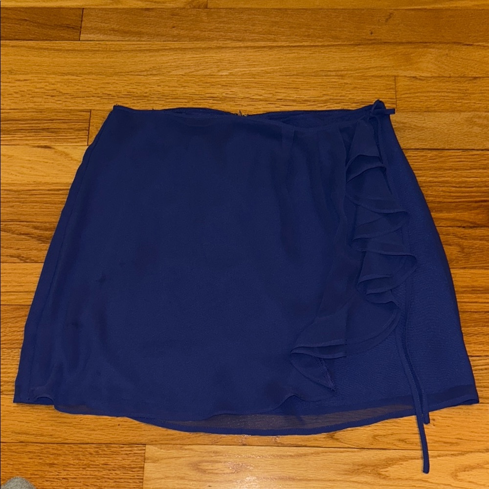 Forever 21 Blue Ruffled Wrap Mini Skirt
